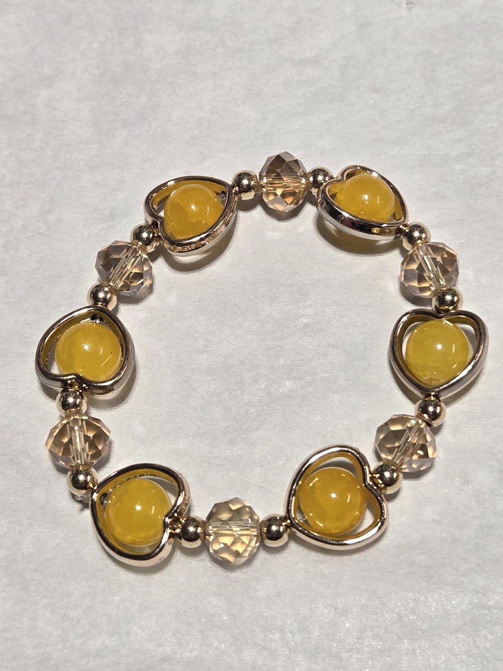 10mm Yellow Heart-Link Beaded Necklace - For 1 - Picture 2 of 2